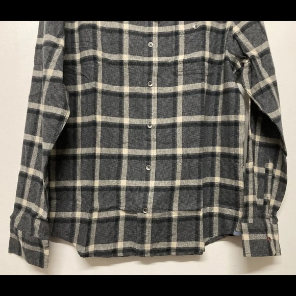 New Flag & Anthem Mens Flannel Plaid Shirt Button Up Medium Grey Black Cream NWT - Picture 6 of 12